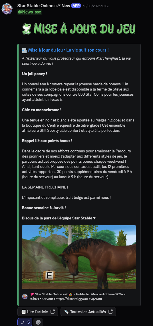 Capture mise à jour complète Star Stable Online en français
